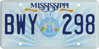 MS license plate BWY298