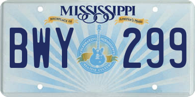 MS license plate BWY299