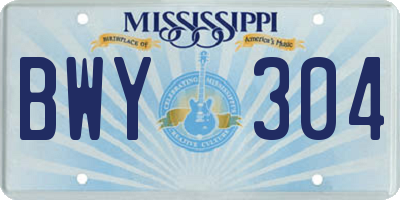 MS license plate BWY304