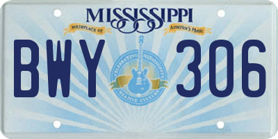 MS license plate BWY306