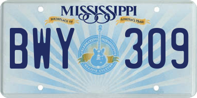 MS license plate BWY309