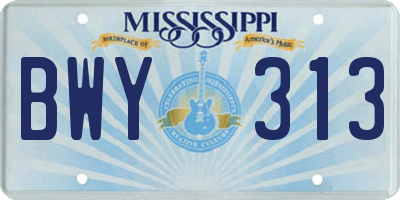 MS license plate BWY313