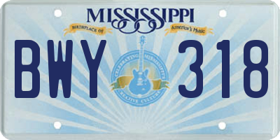 MS license plate BWY318