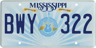MS license plate BWY322