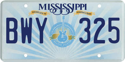 MS license plate BWY325