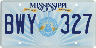 MS license plate BWY327