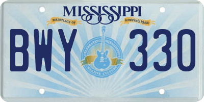 MS license plate BWY330