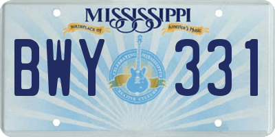 MS license plate BWY331