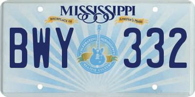 MS license plate BWY332