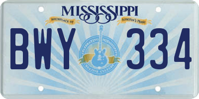 MS license plate BWY334