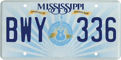 MS license plate BWY336