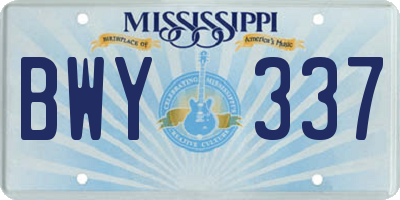 MS license plate BWY337