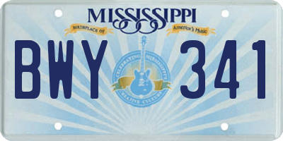 MS license plate BWY341