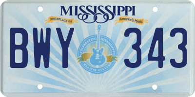 MS license plate BWY343