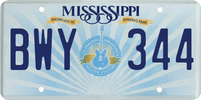 MS license plate BWY344