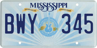 MS license plate BWY345