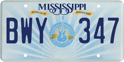 MS license plate BWY347