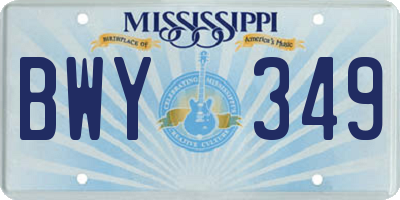 MS license plate BWY349