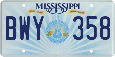 MS license plate BWY358