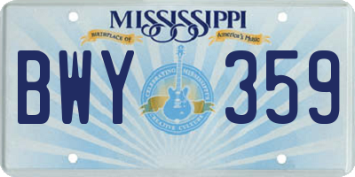 MS license plate BWY359