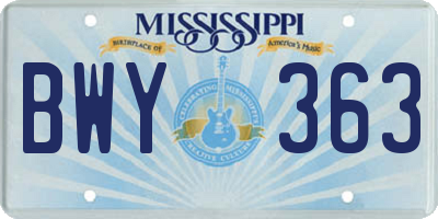 MS license plate BWY363
