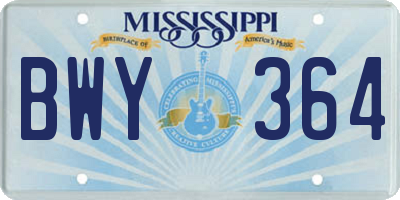 MS license plate BWY364