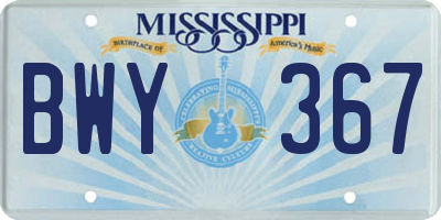 MS license plate BWY367
