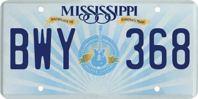 MS license plate BWY368