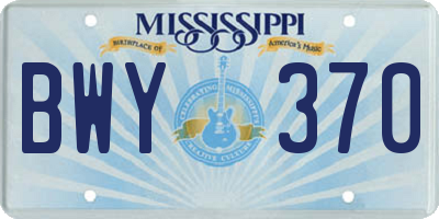MS license plate BWY370