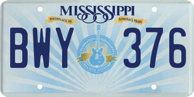 MS license plate BWY376