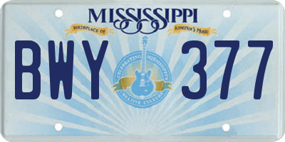 MS license plate BWY377