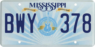 MS license plate BWY378