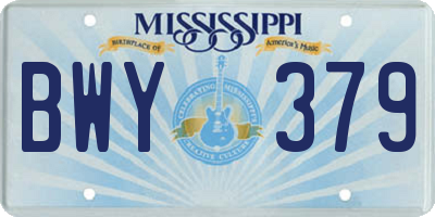 MS license plate BWY379