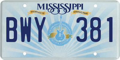 MS license plate BWY381