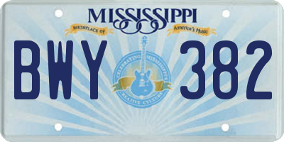 MS license plate BWY382