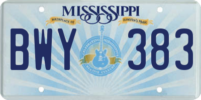 MS license plate BWY383