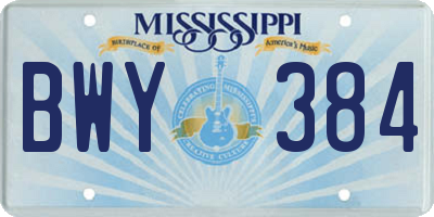 MS license plate BWY384