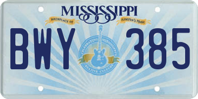 MS license plate BWY385