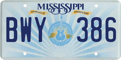 MS license plate BWY386