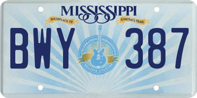 MS license plate BWY387