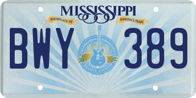 MS license plate BWY389