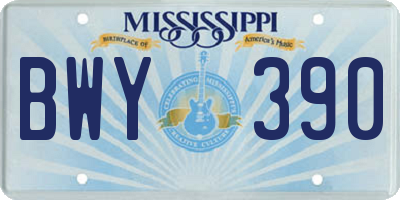 MS license plate BWY390