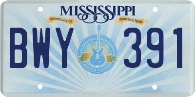 MS license plate BWY391