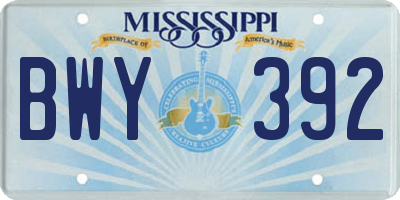 MS license plate BWY392