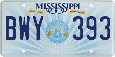 MS license plate BWY393
