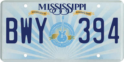 MS license plate BWY394