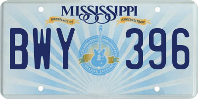 MS license plate BWY396