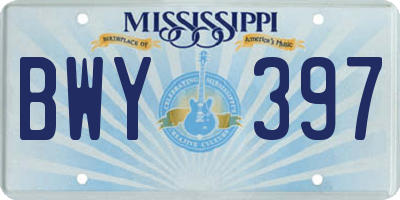 MS license plate BWY397