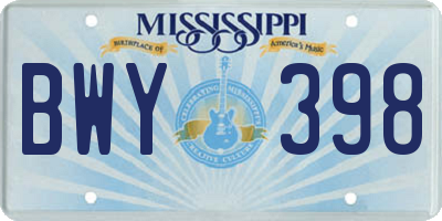 MS license plate BWY398