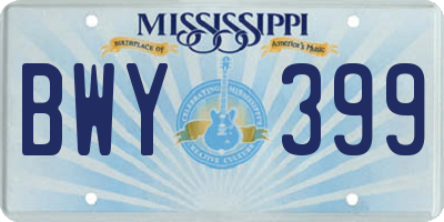 MS license plate BWY399